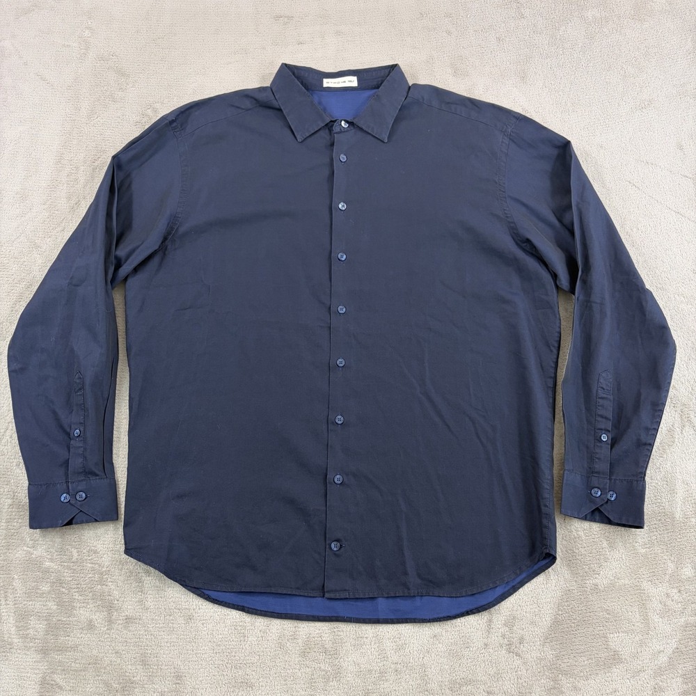 ETRO Dress Shirt in Navy Blue Men 46 Long Sleeve Made in Italy Designer
